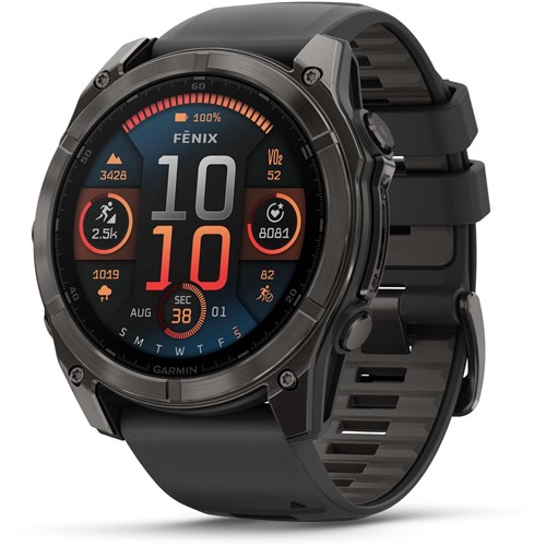 Garmin fenix® 8 51mm AMOLED Sapphire Edition Carbon Grey Titanium with Black + Pebble Grey Band