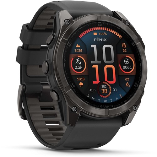 Garmin fenix® 8 51mm AMOLED Sapphire Edition Carbon Grey Titanium with Black + Pebble Grey Band