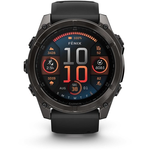 Garmin fenix® 8 51mm AMOLED Sapphire Edition Carbon Grey Titanium with Black + Pebble Grey Band