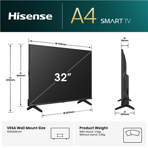 Hisense 32' A4QAU HD Smart TV [2025]