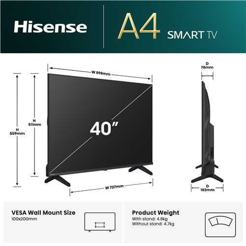 Hisense 40' A4QAU Full HD Smart TV [2025]