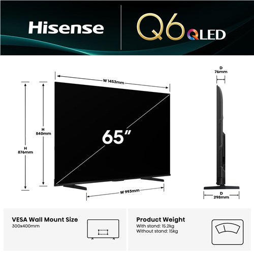 Hisense 65' Q6QAU 4K QLED Smart TV [2025]
