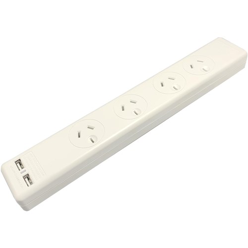 Jackson Surge Protected Board w/ 4 x Power Socket. 2 x USB-A Outlets
